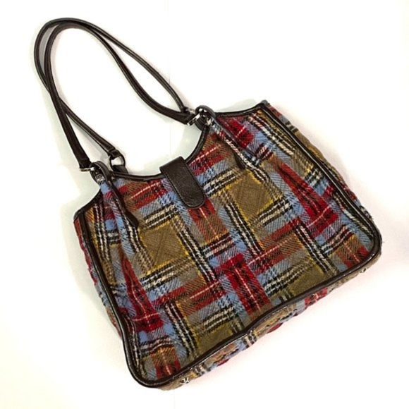 Vera Bradley rare plaid highland wool shoulder handbag - Picture 2 of 9